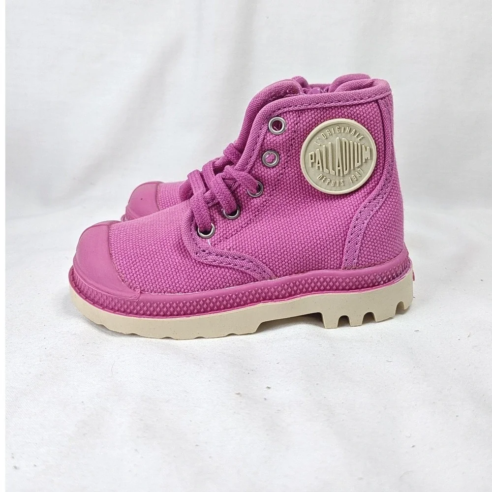 Palladium Pampa Hi Boots Shoes Ibis Rose Pink Canvas Infant Size 4 New in Box